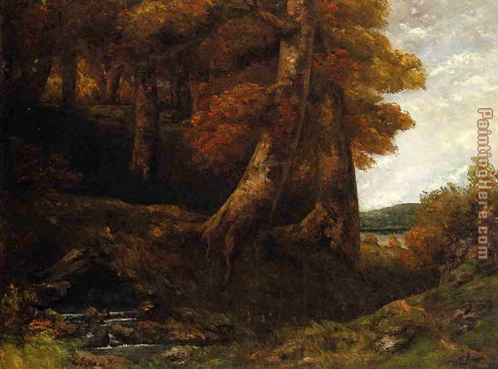 Entering the Forest painting - Gustave Courbet Entering the Forest art painting